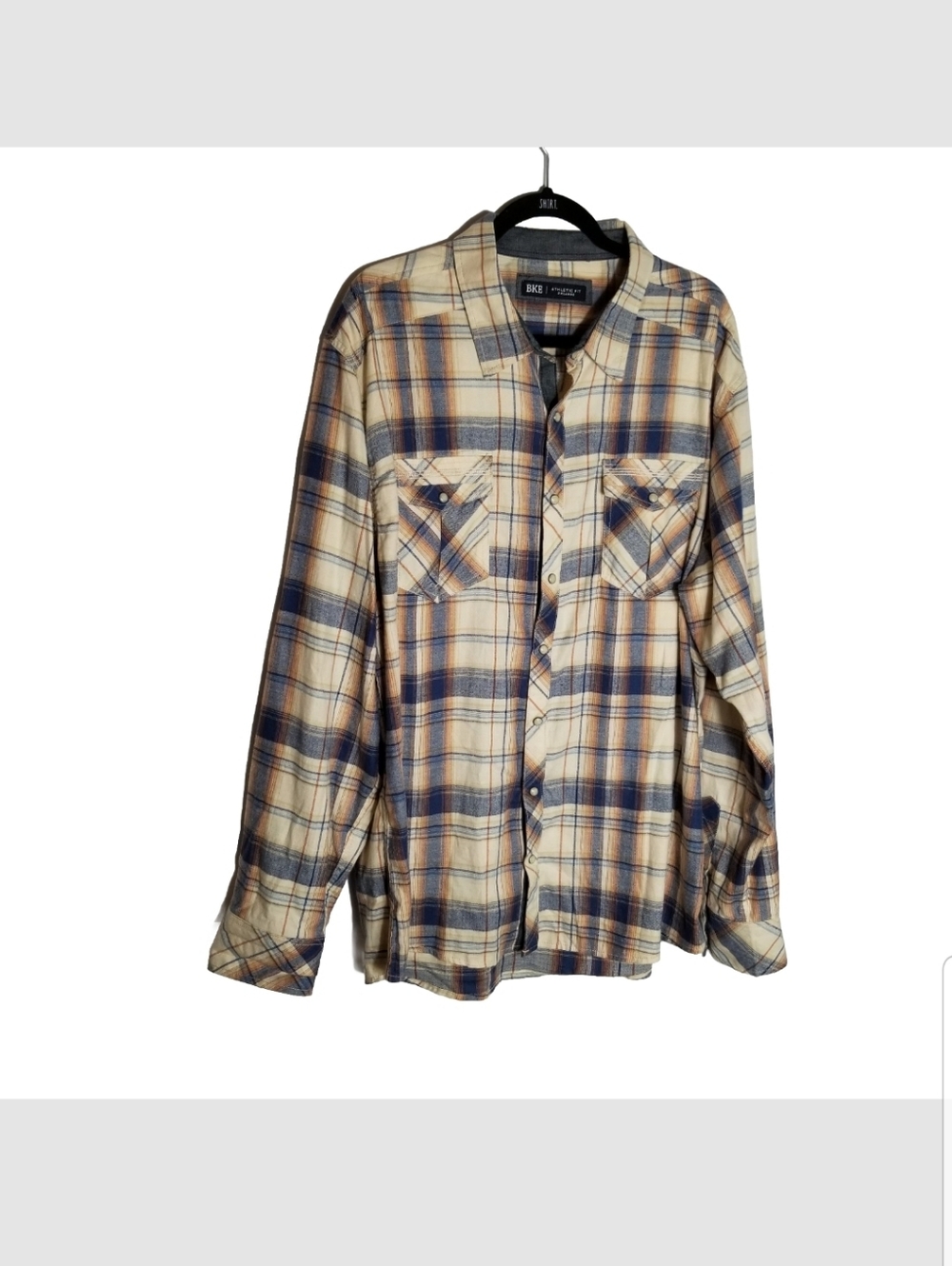 BKE Plaid Pearl Snap Shirt Men's 2XL Long Sleeve Athletic Rodeo Western Cowboy